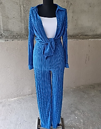 Kadın  Piliseli Mavi İkili Takım